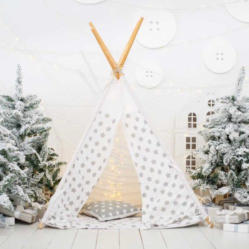 Karácsonyi sátorozás fabric fotó háttér 220x147 cm 