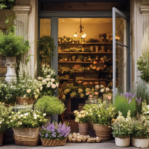 Flower shop vászon fotós háttér 225x150 cm