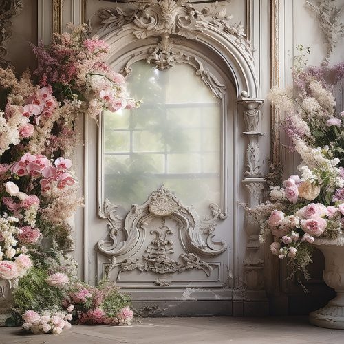 Elegáns tér rózsákkal vászon fotós háttér 225x150 cm