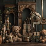 Antik játékok fabric fotós háttér 290x190cm